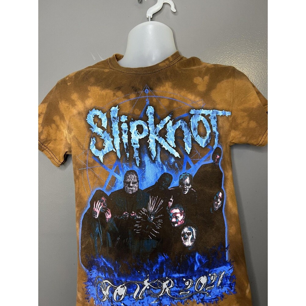 Slipknot Shirt Mens Small Brown Tour 2021 Concert Band Graphic Tie Dye Tee